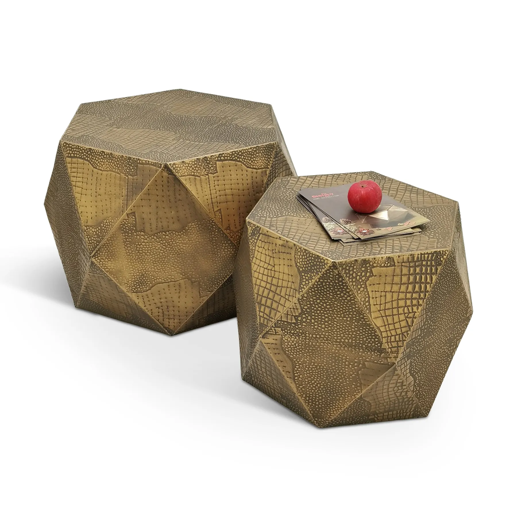 SIDE TABLE 2PCS GOLD IRON