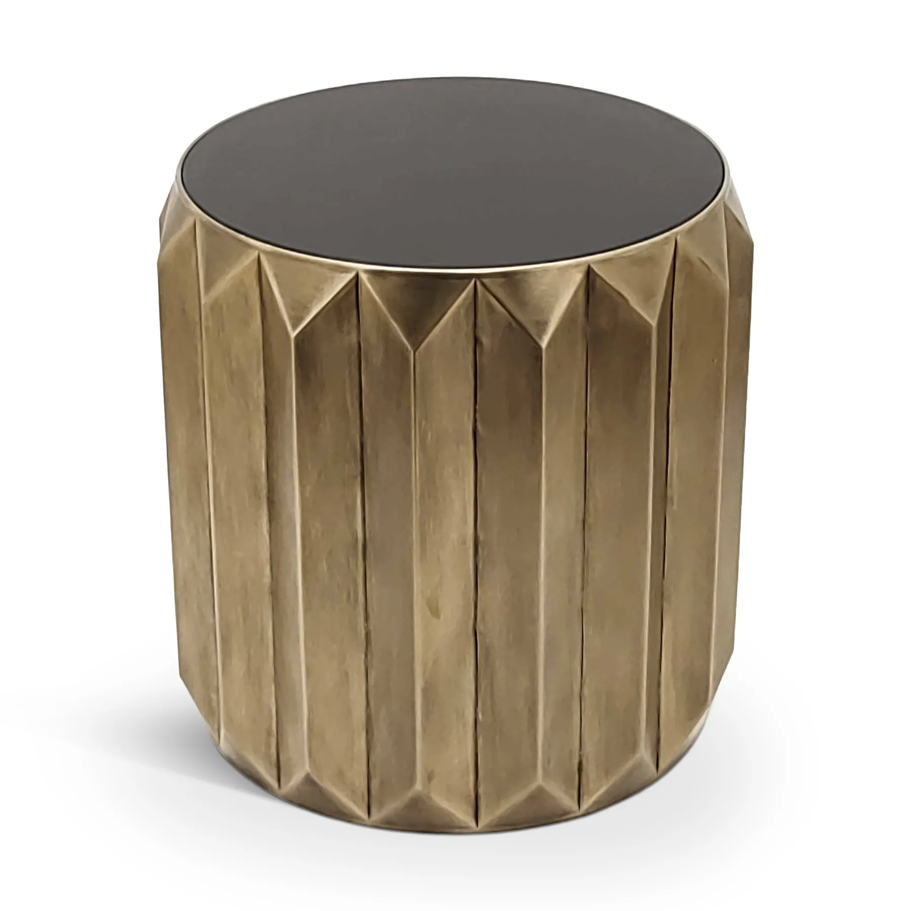 SIDE TABLE GOLD+BLK IRON+GLASS