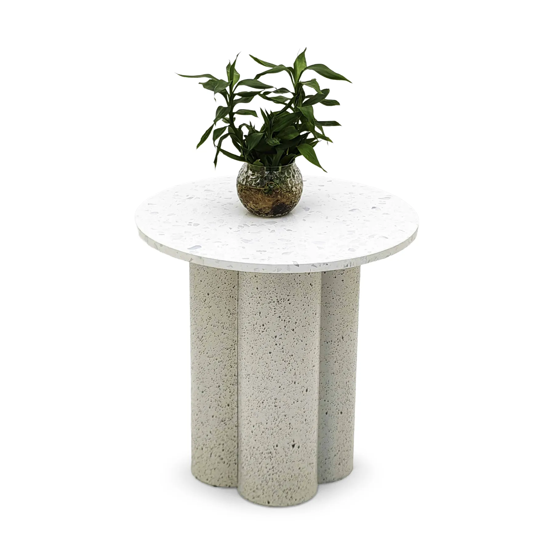 SIDE TABLE WHITE TERRAZZO+IRON
