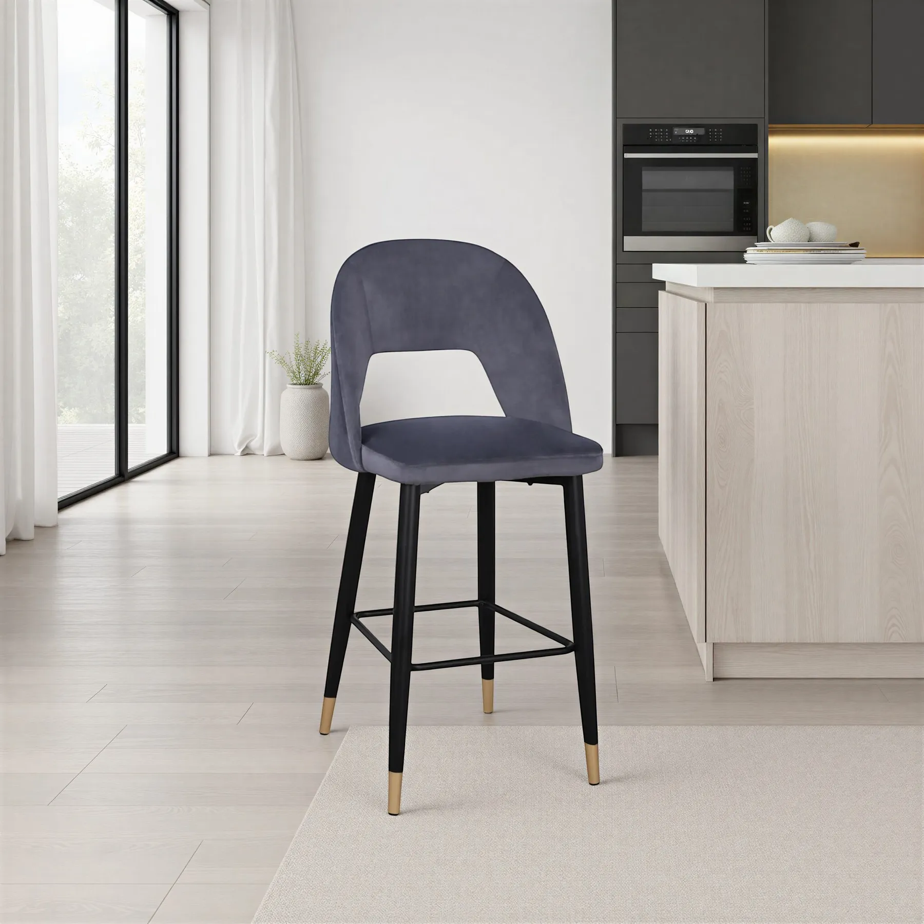 HARPER BARSTOOL GREY VELVET