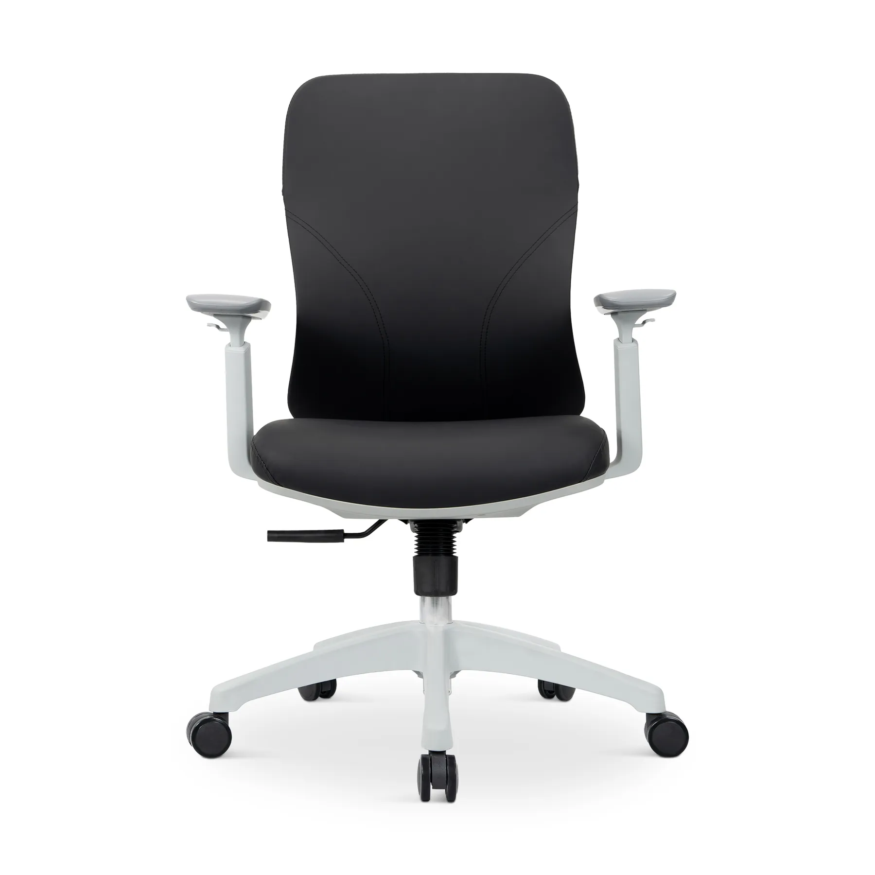 OFFICE CHAIR GREY FRAME+BLK PU