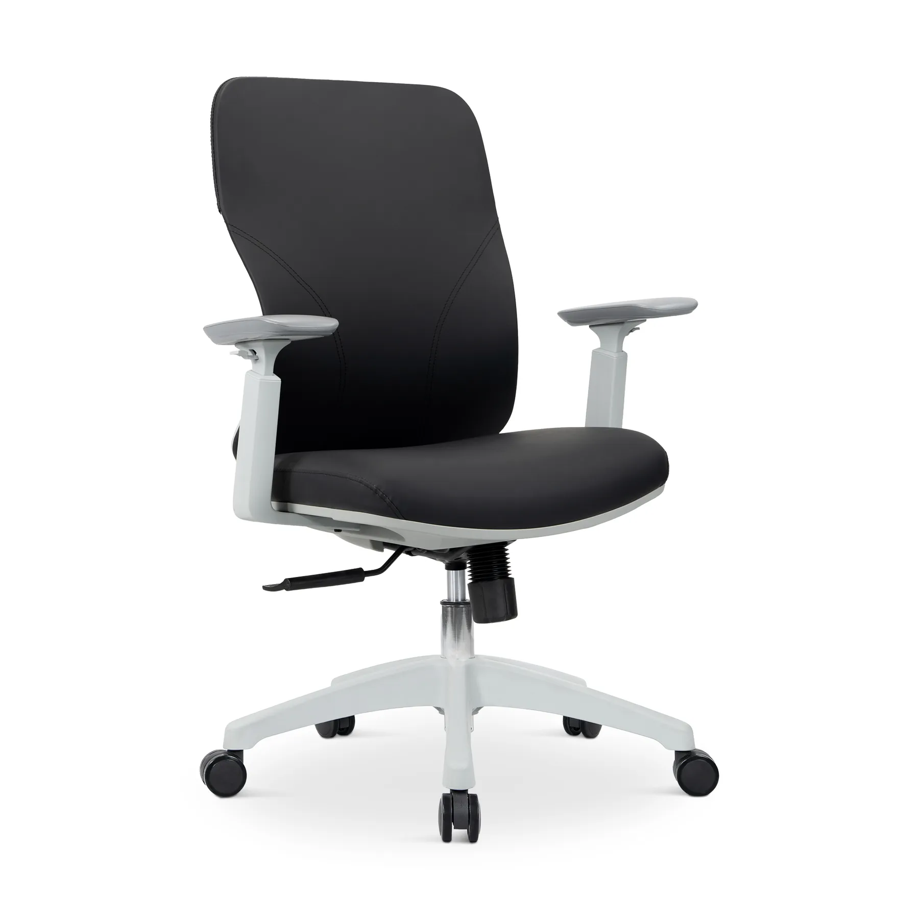 OFFICE CHAIR GREY FRAME+BLK PU