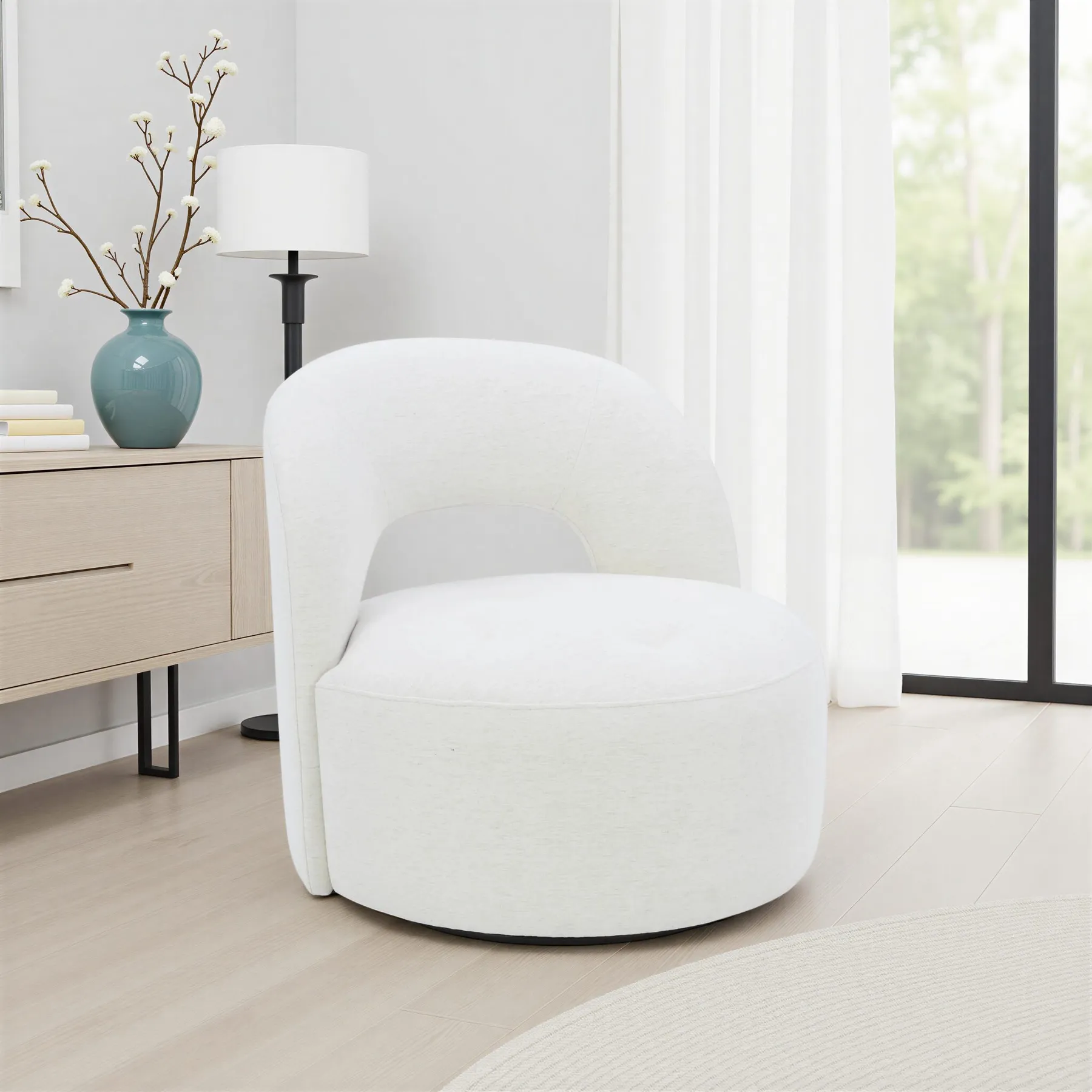 COALLE Beige Fabric Armchair