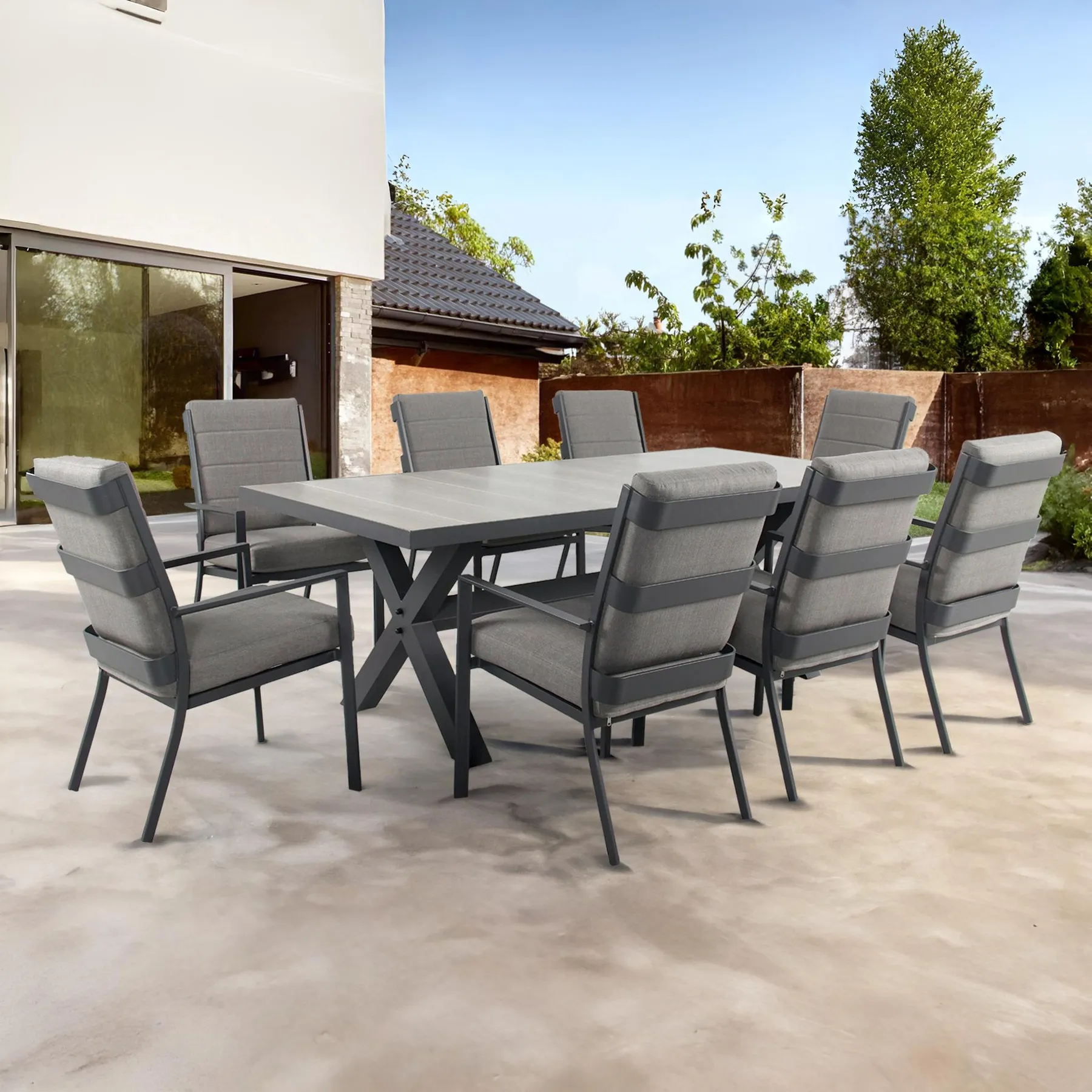 TUSCANY-DNG-XLEG18G TUSCANY Gunmetal Outdoor Dining Set