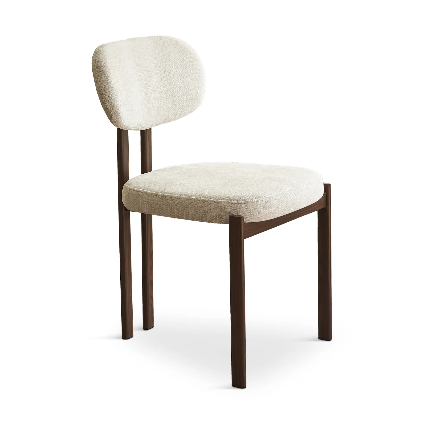 CHORIN Beige Fabric Dining Chair with Walnut Legs