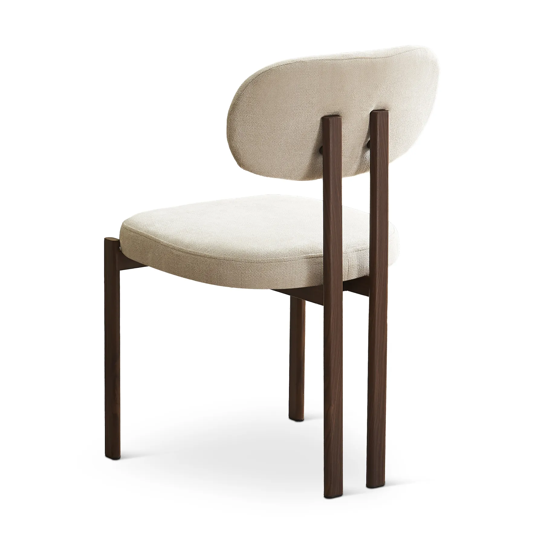 CHORIN Beige Fabric Dining Chair with Walnut Legs