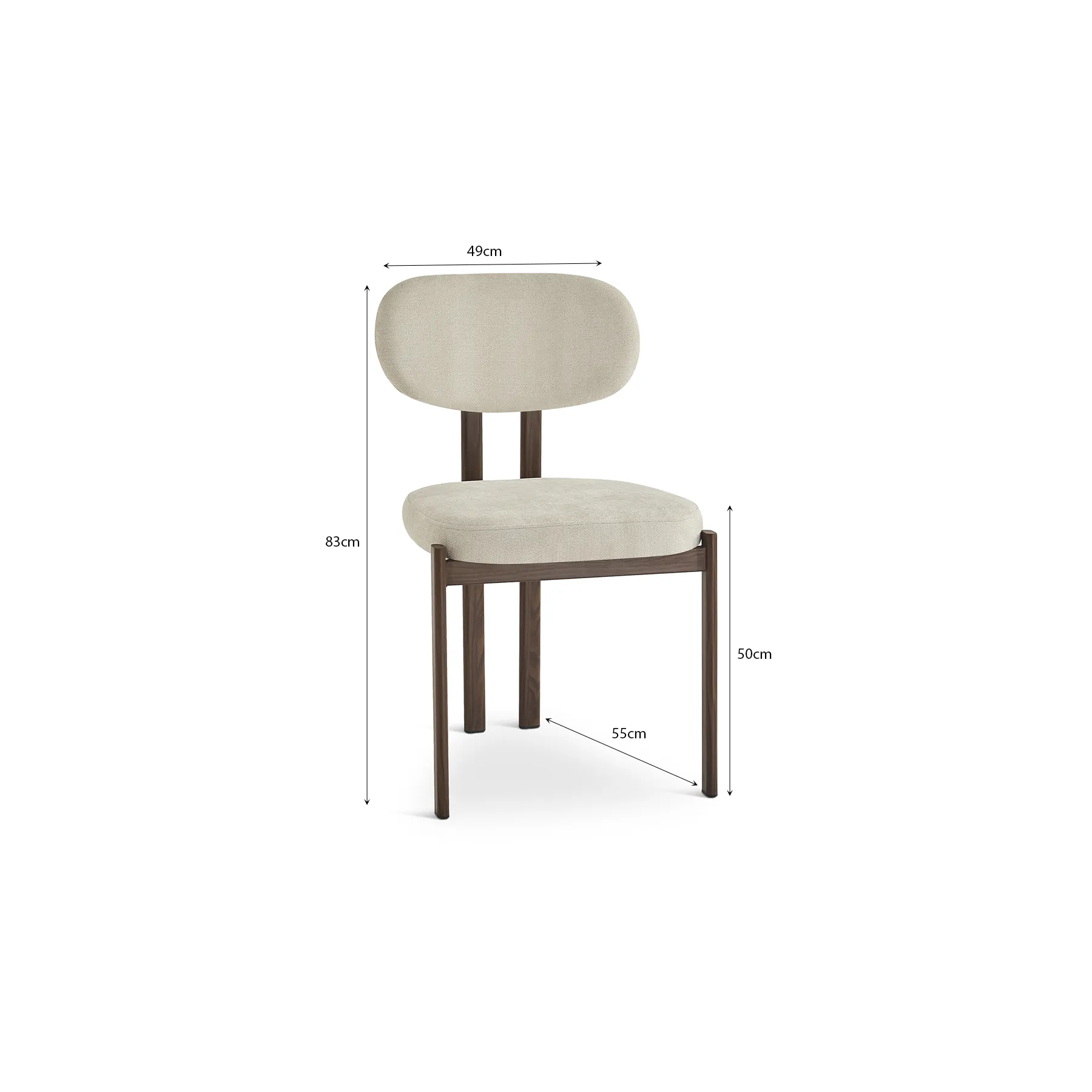 CHORIN Beige Fabric Dining Chair with Walnut Legs