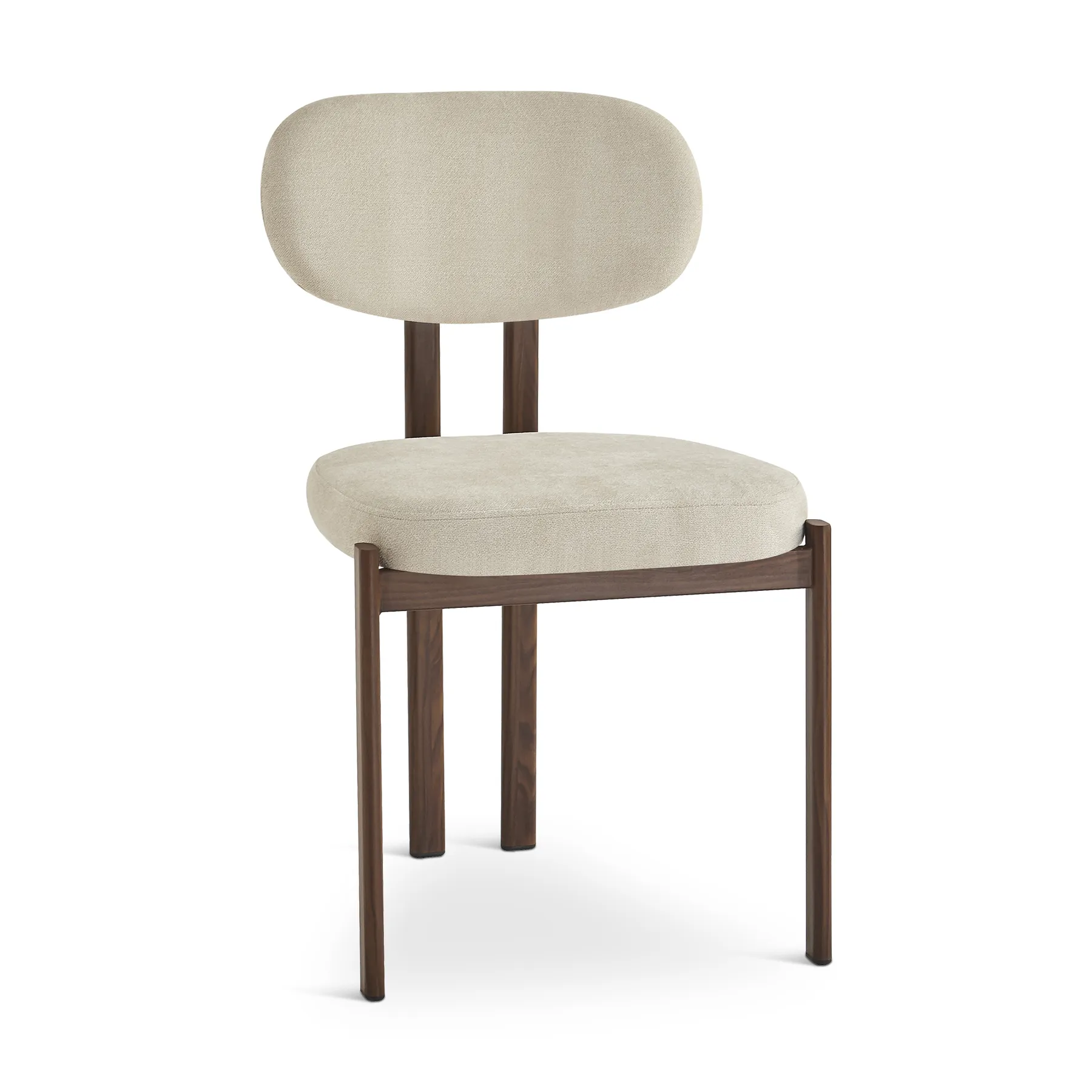 CHORIN Beige Fabric Dining Chair with Walnut Legs