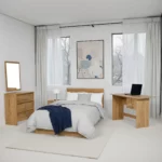 3.5-BED-SET-WOAK-5PC-1 5FT BED-2 N.STND-CHEST-MIR WTN