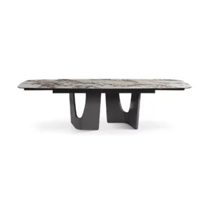TUMMIE Dining Table White Marble & Dark Grey