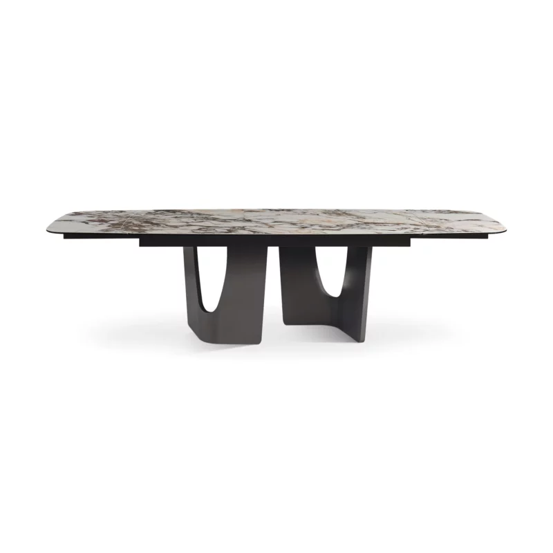 TUMMIE Dining Table White Marble & Dark Grey