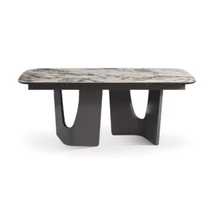 TUMMIE Dining Table White Marble & Dark Grey