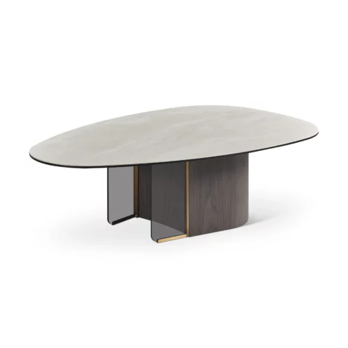 COFFEE TABLE WHT TOP+WLNT-GREY
