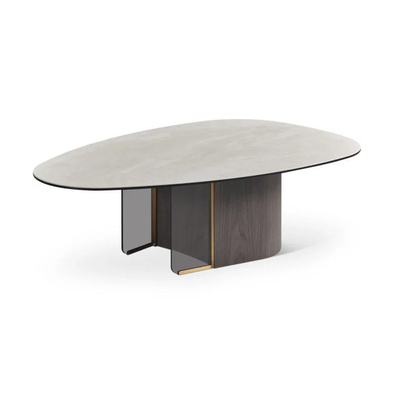 COFFEE TABLE WHT TOP+WLNT-GREY