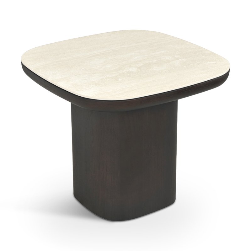 Travertine Brown Side Table