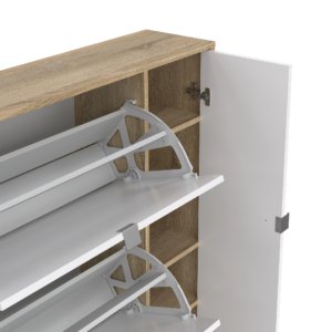 Shoe Cabinet 4 Door Oak+white