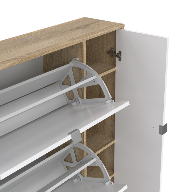 Shoe Cabinet 4 Door Oak+white