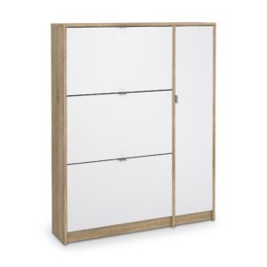 Shoe Cabinet 4 Door Oak+white