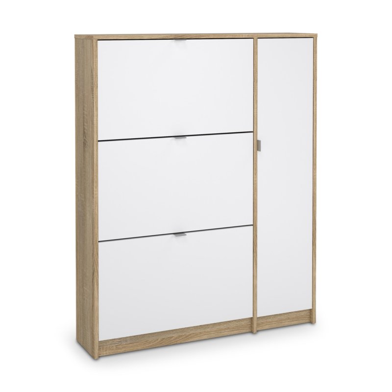 Shoe Cabinet 4 Door Oak+white
