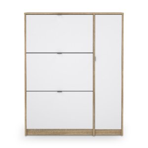 Shoe Cabinet 4 Door Oak+white