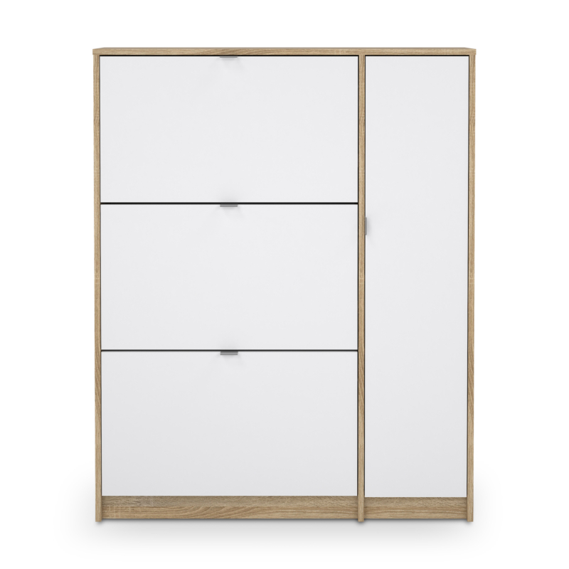 Shoe Cabinet 4 Door Oak+white