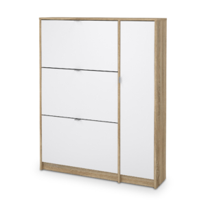 Shoe Cabinet 4 Door Oak+white