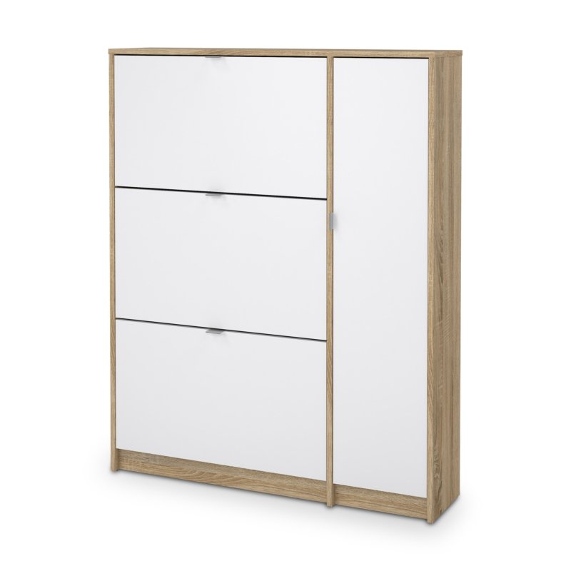 Shoe Cabinet 4 Door Oak+white