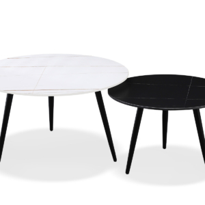 Coffee Table 2pc White+black Marble