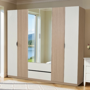 Wardrobe Oak White Mirror