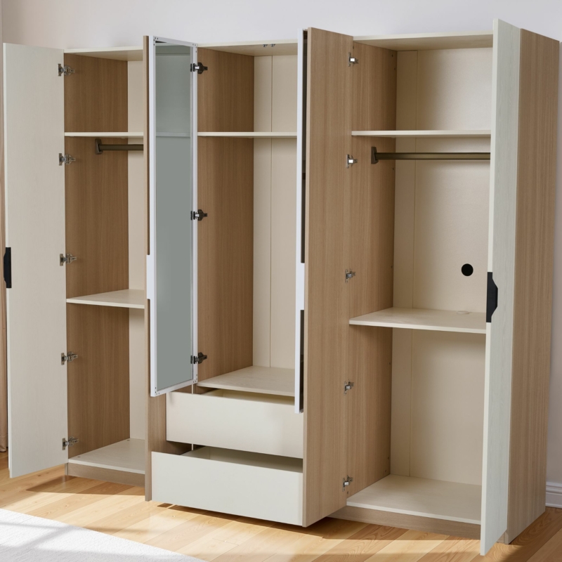 Wardrobe Oak White Mirror