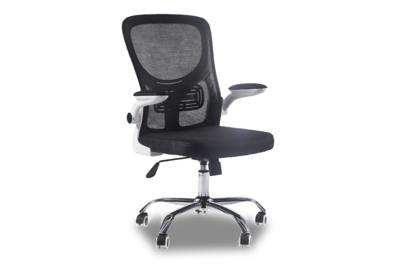 Office Chair White Black Chrome