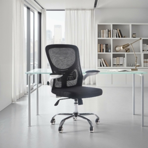 Office Chair White Black Chrome