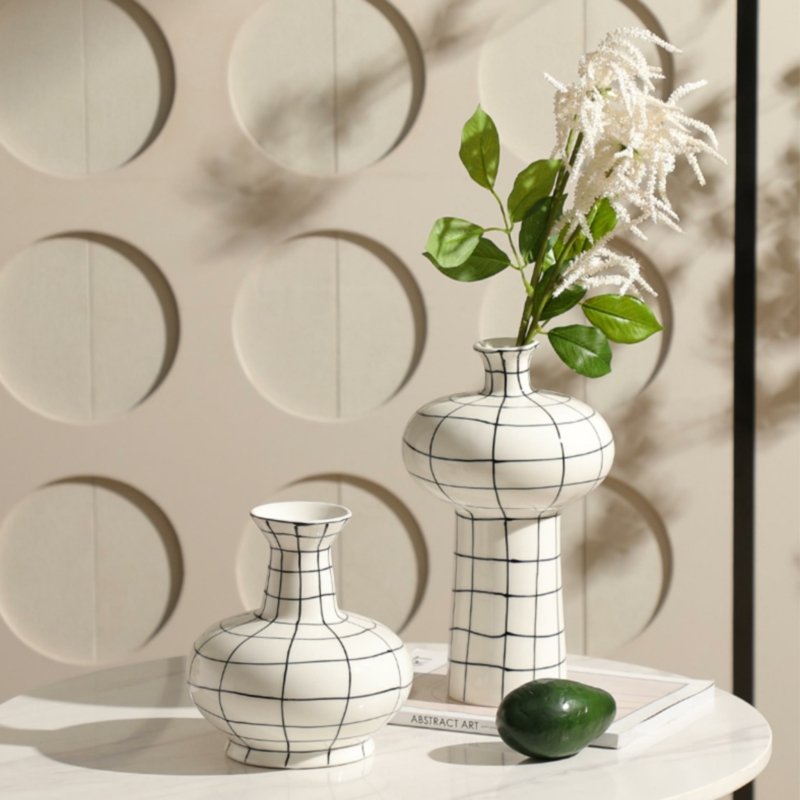Hand-painted Grid Vase A