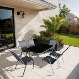 Outdoor Dining Set 1+6 Grey