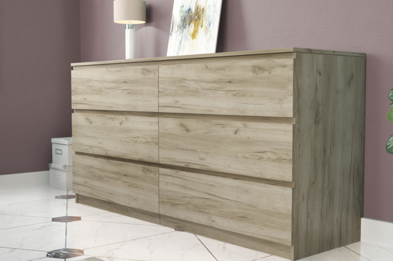 Dresser 6-drawer Grey Oak