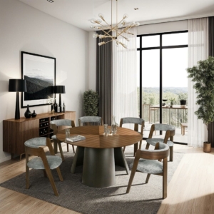 DINING SET Bamboo Grey Wool