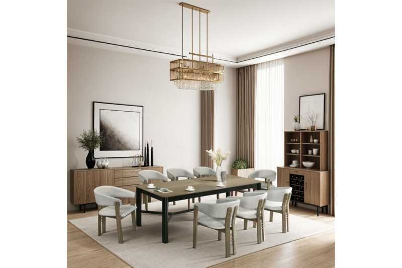 DINING SET Antiq Grey+beige