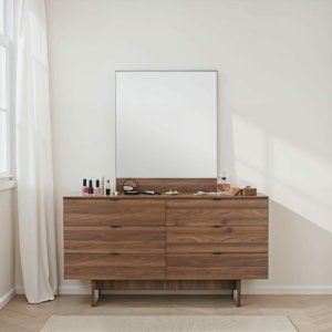 Dresser And Mirror Walnut