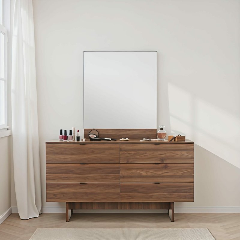 Dresser And Mirror Walnut