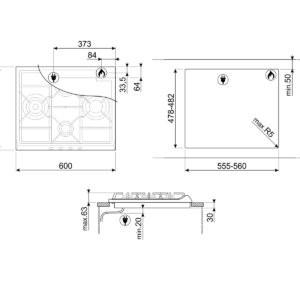 Smeg Gas Hob SR264XGH2