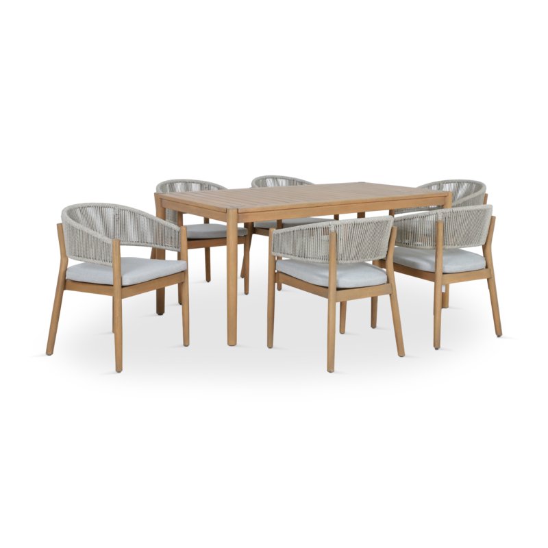 Outdoor Dining Set 1+6 Brown