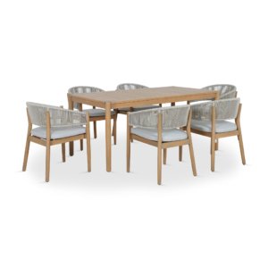 Outdoor Dining Set 1+6 Brown