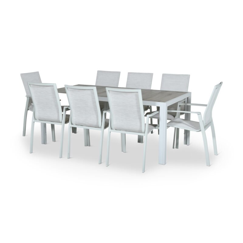 Outdoor Dining Set 9 White
